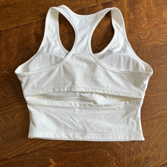 White Razor Back Cut Out Built In Bra Sz Med Like New Athletic Top - Picture 2 of 2